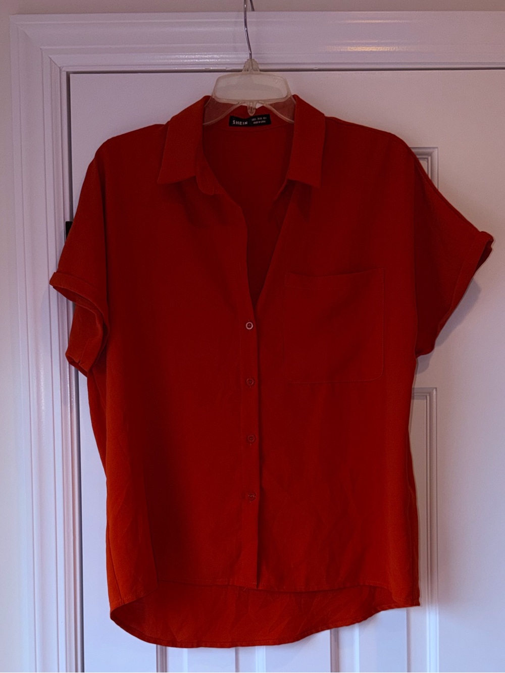 SHEIN Burnt Orange Short-Sleeve Button-Down Shirt